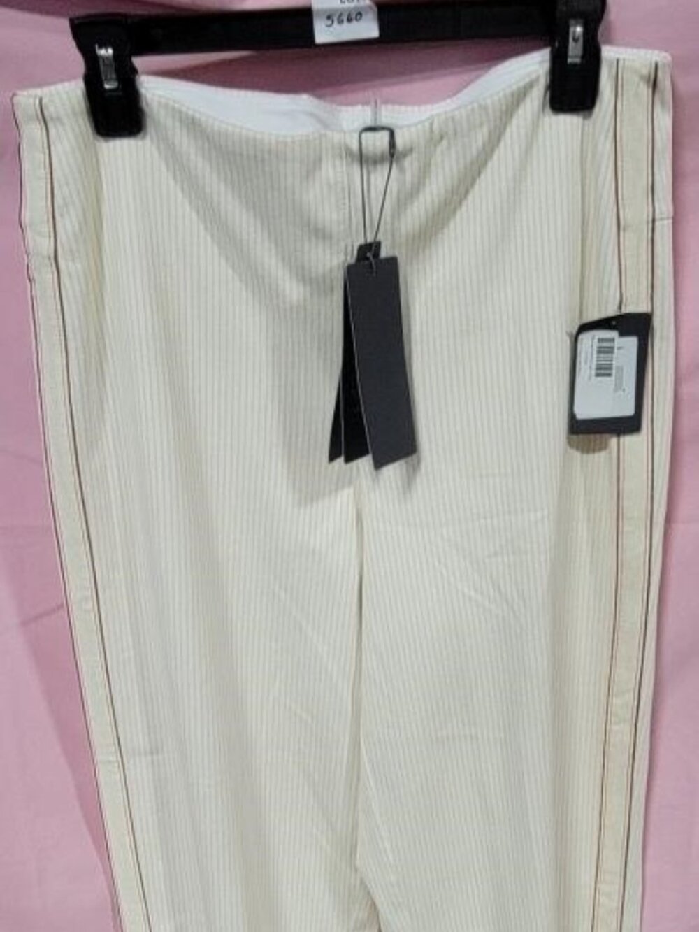 LYSSE PINSTRIPE WIDE-LEG CROP PANTS - L